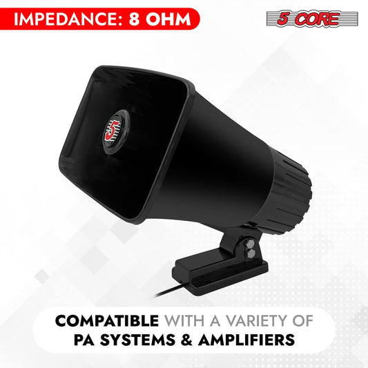 5 Core PA Speaker 5 x 8" 65W Bull Horn Loud Audio Outdoor Speakers System 8Ohm Reflex Megaphone