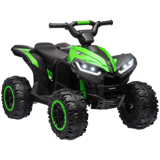 12V Ride-On Quad Bike with Music, Horn, for Ages 3-5 Years - Green | HOMCOM
