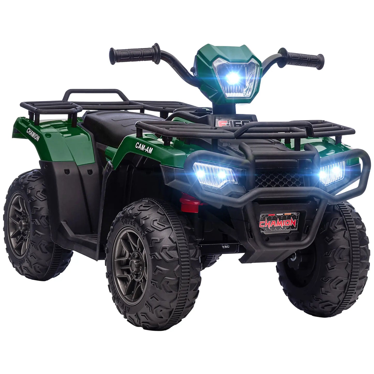12V Kids Quad Bike with Forward Reverse Functions, Electric Ride On ATV with Music, LED Headlights, for Ages 3-5 Years in Green by HOMCOM