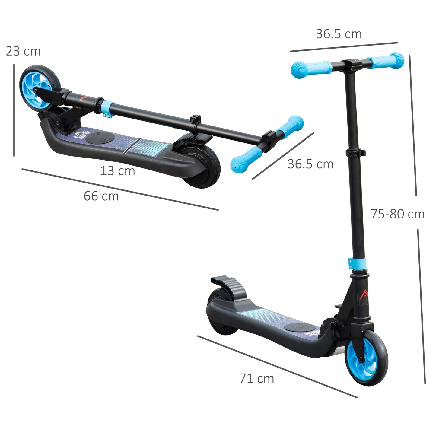 HOMCOM Folding Electric Scooter with Brake, for Ages 6+ Years, 8km/h Maximum Speed in Blue